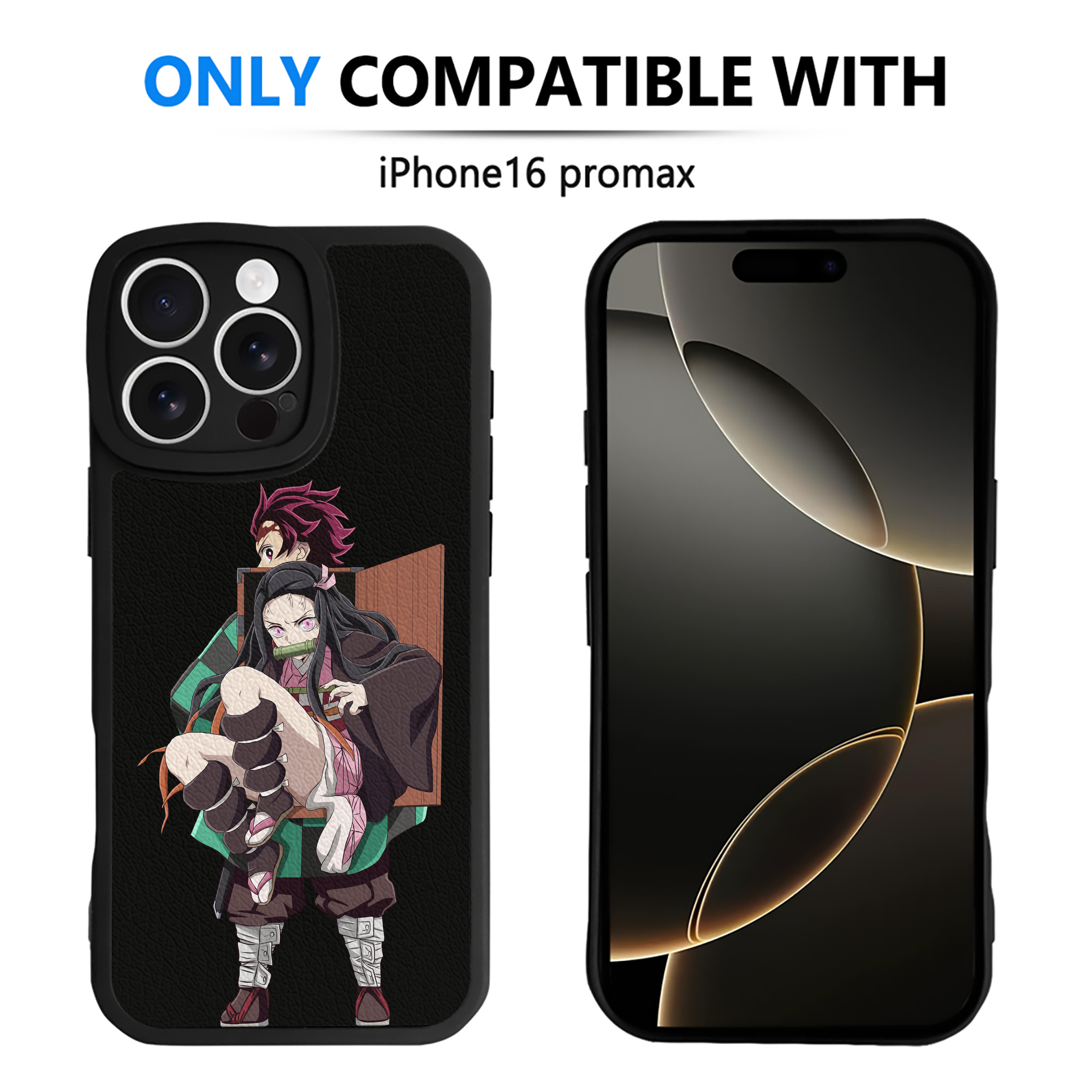 （画像用） 鬼滅の刃（きめつのやいば）竈門 禰󠄀豆子／かまど ねずこ Kamado Nezuko 【iPhone 16シリーズ対応】シリコンスマホケース（レザー調） 材質：シリコン